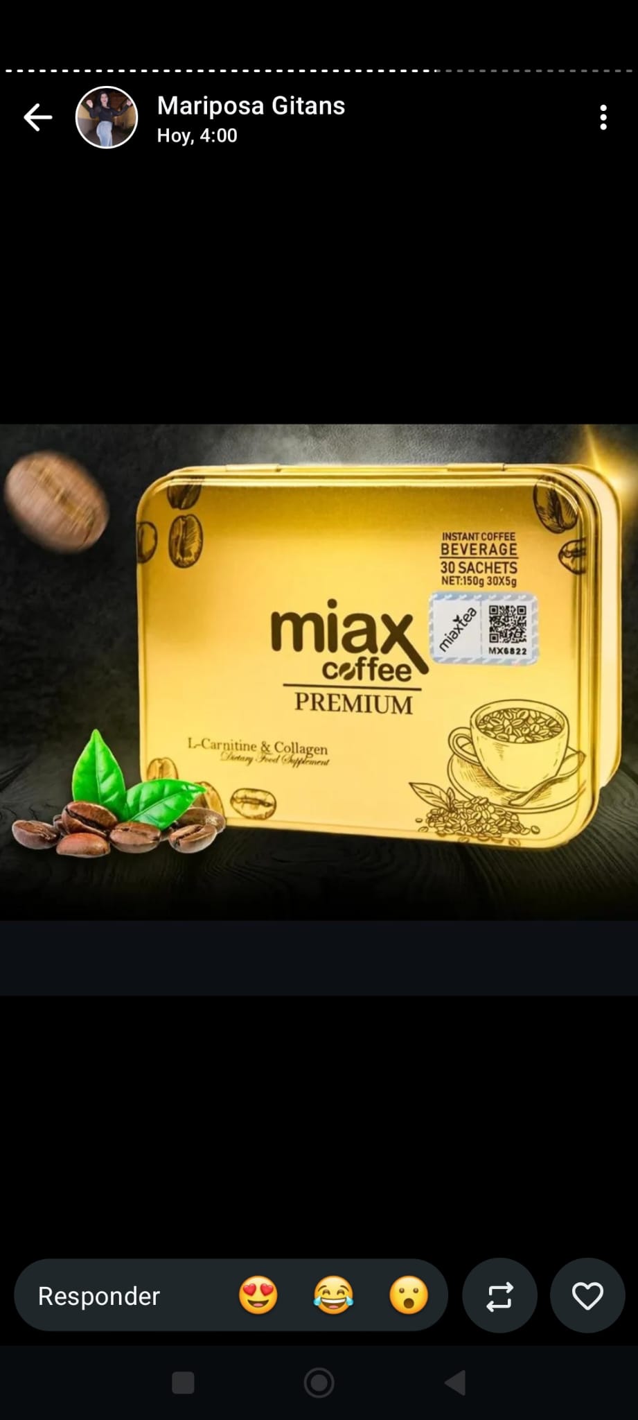 Lata de Miax Coffee Premium junto a granos de café